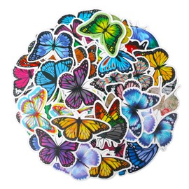 100 PCS Butterfly Stickers Pack, Colorful Waterproof Decals Lovely Decorative Stickers for Laptop Water Bottle Scrapbook Window Envelope Album Phone Cases Journal Planner DIY Crafts