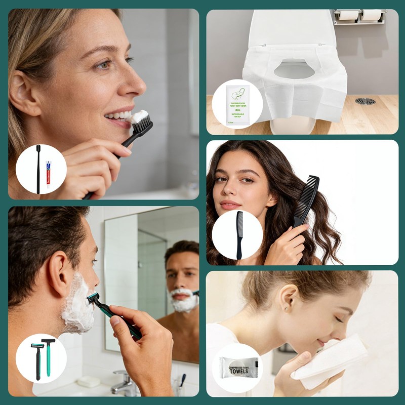 12 Sets Personal Hygiene Kit Bulk, Disposable Toothbrushes with Toothpaste,