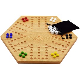 Solid Oak Double Sided Aggravation Marble Board Game Wooden 16 inch by Cauff