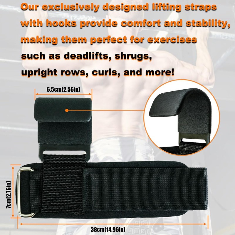 ciciment Wrist Hooks Lifting Straps, Weight Lifting Hooks with Non-Slip