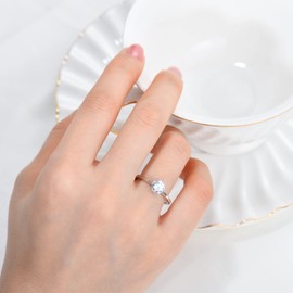 YL Solitaire Engagement Rings 925 Sterling Silver 18K White Gold Plated Round 6mm Cubic Zirconia Wedding Jewelry for Women-size6