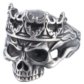 ZMY Home Skull Ring Stainless Steel Jewelry Biker Rings King Crown Skull Scary Death Ring for Gift (13)