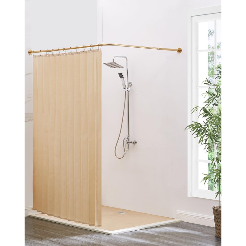 Gold Corner Shower Curtain Rod, [39"-69"] x [55"-85"] Adjustable L