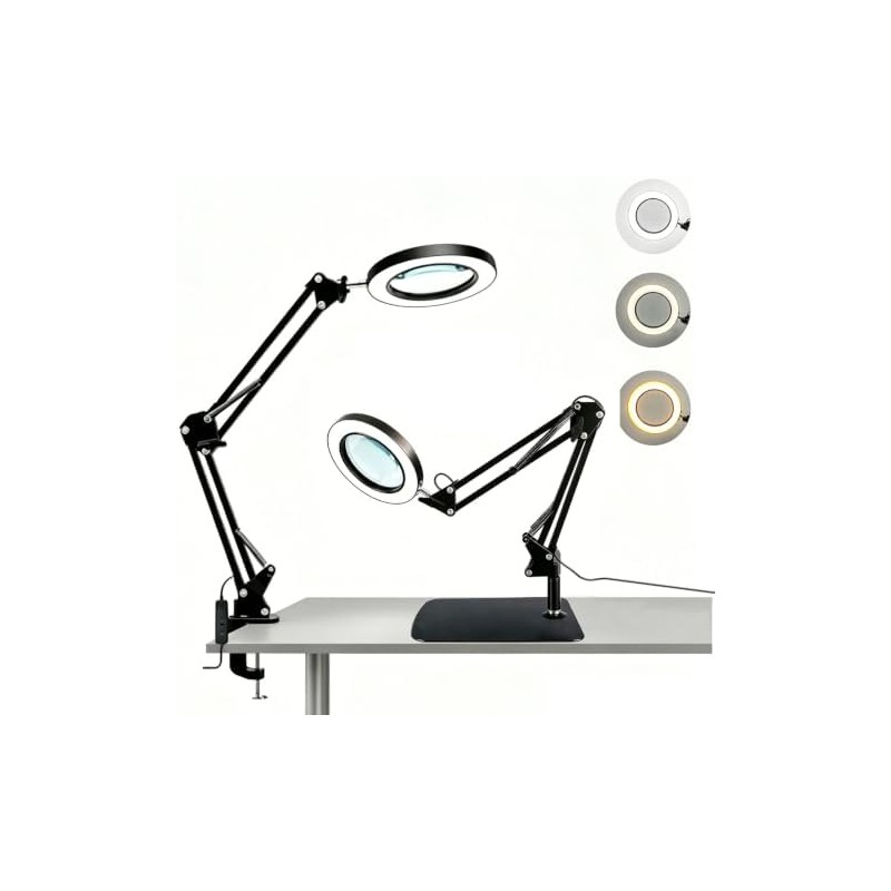 Lupa con Luz LED 10X JEERISE JXL-LEDFDJ16 y Base Ajustable