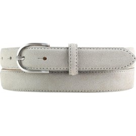 BELTINGER Women's Suede Belt 2.5 cm Suede Leather Belt for Women 25 mm Suede Belt with Round Belt Buckle, Light grey, silver