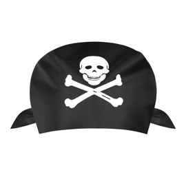 AOMIG Pirate Bandana, 1 Pcs Black Bandana Head Scarf for Girls Boys Kids, Captain Headbands Unisex Headwraps, Multi-purpose Hair Scarf Handkerchief Wristband, Theme Party Mardi Gras Headwear