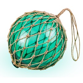 SAILINGSTORY Glass Fishing Float 10" Nautical Decorative Glass Ball Buoy Coastal Beach Decor Aqua Color