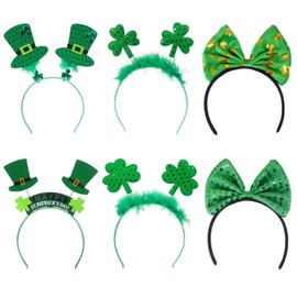 Dulousia - Diadema verde para el Día de San Patricio, juego de 6 unidades, diseño de trébol de trébol de trébol