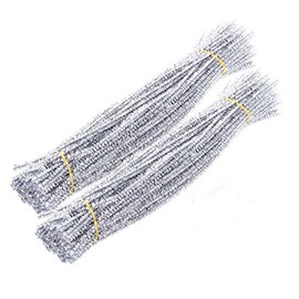 Carykon Tinsel Creative Arts Chenille Stems 6 mm x 12 Inch, Pack of 200 (Silver)