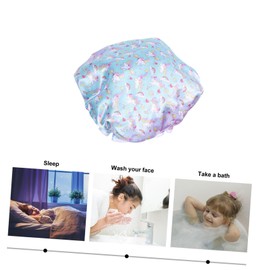 FOMIYES 2pcs Boy Girl Shower Caps Cute Unicorn Dolphin Design Satin Pe Hair Hats for Bathing Sleeping Practical Hair Protection for Boy Girl