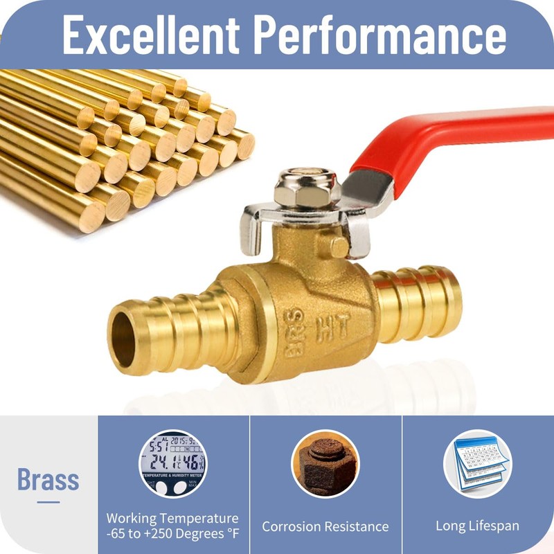 Horiznext pex valves 1/2 inch, brass full port pex shut