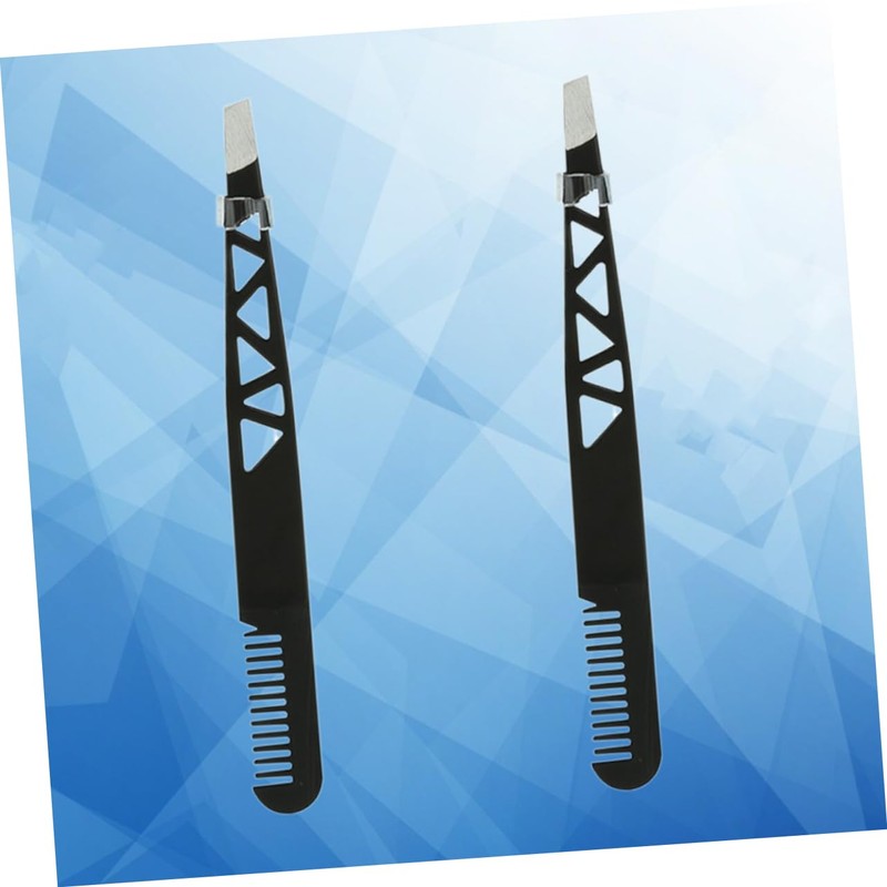 Baluue 2pcs Dual-use Eyebrow Trimmer Tweezers Makeup Accessories for Precision