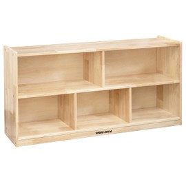 SPARK & WOW 5-Compartment Solid Wood Storage Cabinet - Toy Shelf Organizer - Shelves for Classroom - Includes Optional Wheels