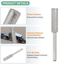 M METERXITY 12-Pack 7/32 Inch Titanium Plated Diamond Chainsaw Sharpener, High Hardness Grinding Stone Chainsaw Sharpening Kit for Electric Chainsaw Sharpener/Stone Carvings [3mm Silver]