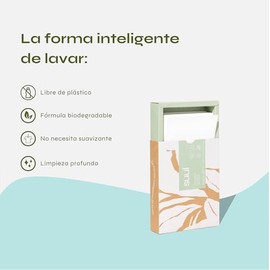 Detergente en Hojas Biodegradable, 32 Cargas, Libre de Plástico, Hipoalergénico, Ecológico