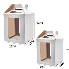 KBG Cake Boxes 6pcs 10x10x12 & 12x12x14 Inches With Window Tall Cake Box for Tier Cakes for Wedding Birthday Transport,Durable White Bakery Box Disposable Cake Containers Cake Boxes