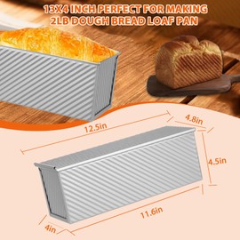 AVSQUINE Non-Stick Pullman Loaf Pan with Lid 13x4 Inch - 2.2lb Carbon Steel Bread Baking Pan with 4 Vent Holes, Heavy Duty Sourdough Loaf Pan with Cover for Homemade Sandwich Bread (Silver)