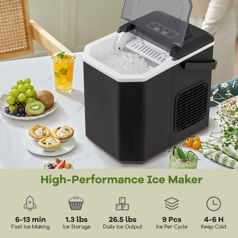 ARLIME Countertop Ice Maker, Portable Ice Making Machine 6-13 Mins