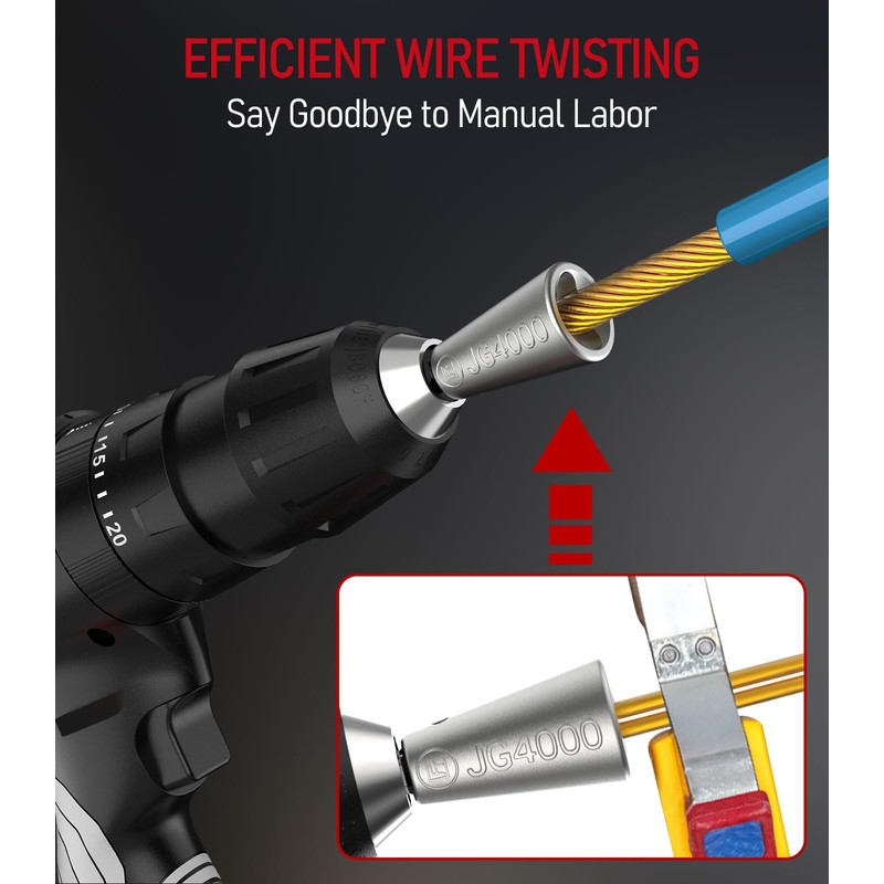 Katerk Upgraded 3pc Fast Wire Twister Tool for Drill, Electrical