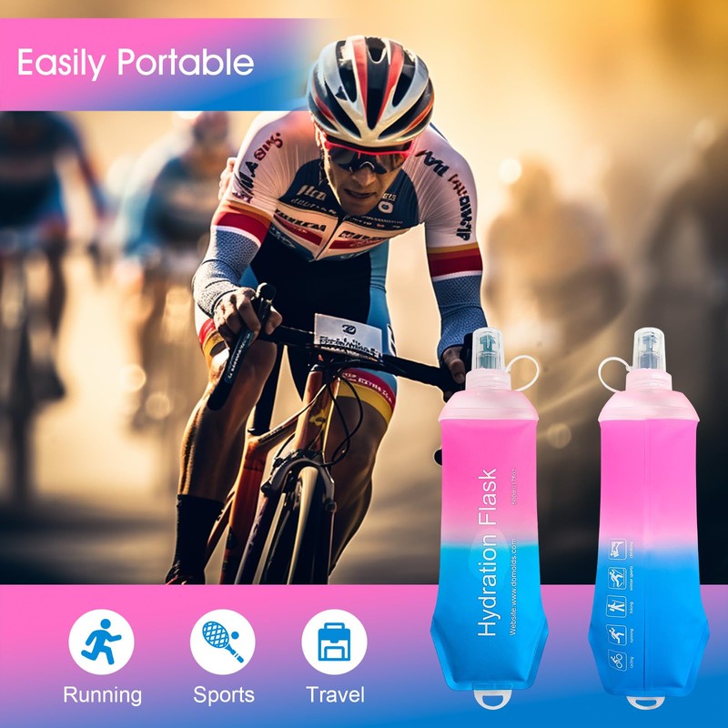 AXEN 500ML Soft Flask, TPU Foldable Running Hydration Flask, Soft