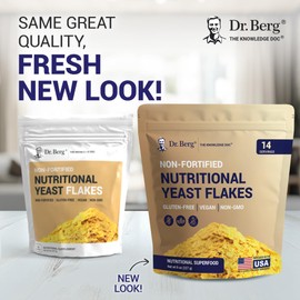 Dr. Berg Premium Nutritional Yeast Flakes - Delicious Non-Fortified Nutritional Yeast with Naturally Occurring B Vitamins - 8oz