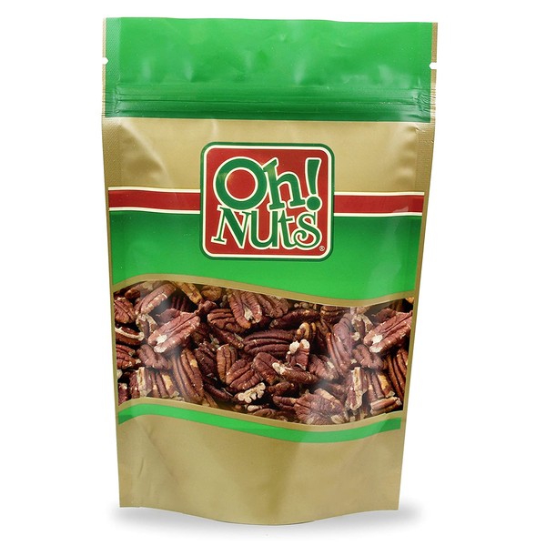 Pecans Dry Roasted Unsalted, Pecans NO OIL, NO SALT - Oh! Nuts (2 LB Pecans Dry Roasted Unsalted)