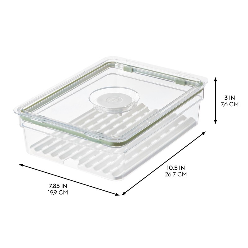 iDesign Large Fridge Produce Bin with Removable Drainage Tray and
