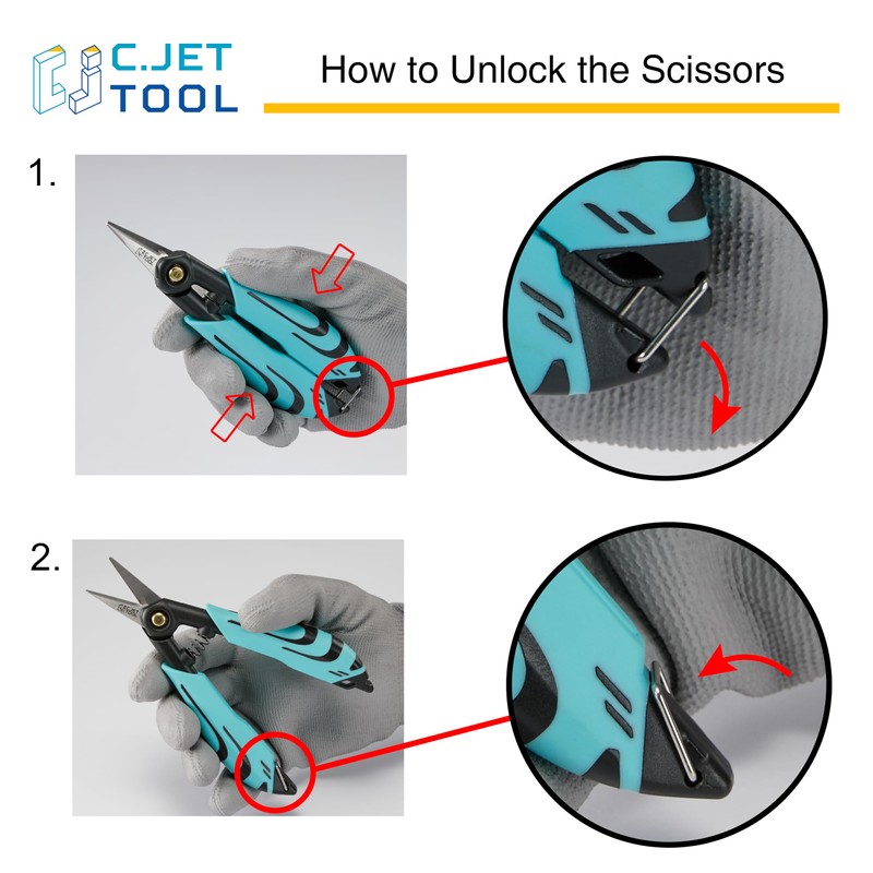 C.JET TOOL Precision Braided Fiber Optic Scissors, Wire Kevlar Cutter,