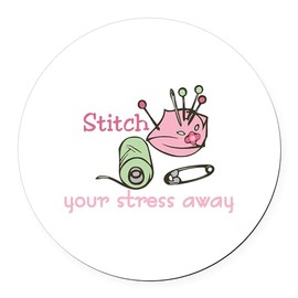CafePress Stitching Therapy 5.5" Round Car Magnet Magnetic Bumper Display