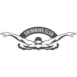 Black and White Swimming Swimmer Club Logo Icon Vinyl Decal Sticker (8" Wide, #1)