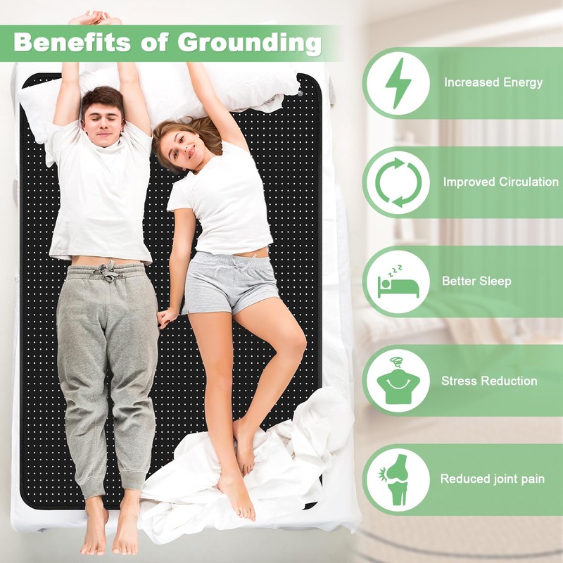 LAXVAPIU Grounding Mat for Bed Earth Connected Mat for Sleep