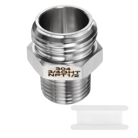 sourcing map 304 Stainless Steel Hex Nipple 3/4" GHT Male x 1/2" NPT Male Straight Thread Pipe Fitting Extension Pipe Fittings Connector Adapter for Water Oil Gas Tub