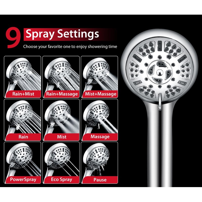 GRICH Shower Head with Handheld Spray Combo: 2 in 1
