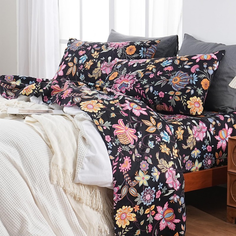 Floral Sheets Queen, Beauty Pattern Sheets, 16" Deep Pocket