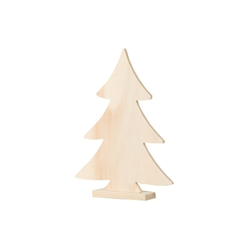 Artemio 20 cm Wooden Christmas Tree on Foot, Beige