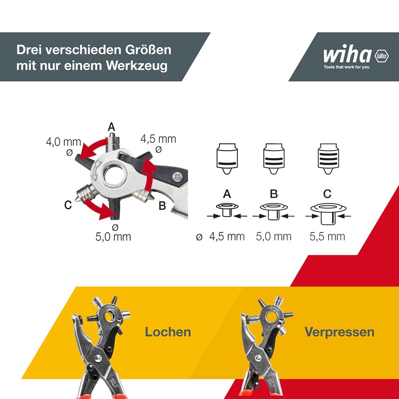 Wiha Z65222505 Hole Punch Pliers Professional. 225 mm