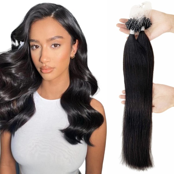 MicroMisslala Extensiones de cabello con microperlas de 24 pulgadas Cabello
