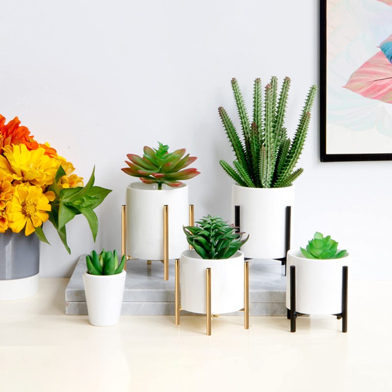 SIEBOLD Kitchen Utensil Holder,White Ceramic Silverware Caddy With Golden Metal