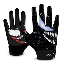 APSICLO Sticky Football Receiver Gloves Silicone Grip Youth & Adult Sizes (Black, Adult Small)