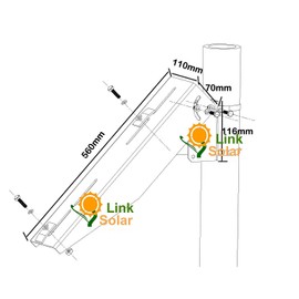 Solar Panel Pole Mount Kit Single Arm Pole-Wall Mounting Brackets Support Solar Panels from 5W to 50W