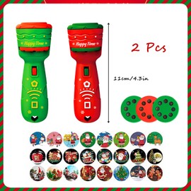 MORAINJAY 2 Pack Christmas Flashlight Projector Torch,Slide Projector Torch for Kids,24 Patterns Christmas Kids Torch,Kids Story Light Torch for 3 Year+ Boys Girls Gifts,Christmas Stocking Fillers