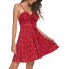 Missufe Spaghetti Strap Floral Mini Dress Women's Casual Ruched Front