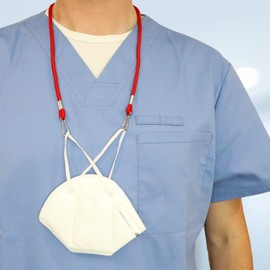 2 Pack - Adjustable Length Face Mask Lanyard - Handy & Convenient Safety Mask Holder & Hanger - Comfortable Around The Neck Facemask Rest & Ear Saver - Easy On & Off by Specialist ID (Red)