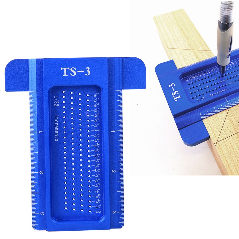 TS-3 Aluminum Alloy Ruler Woodworking Measuring Tool Mini Scriber Hardware