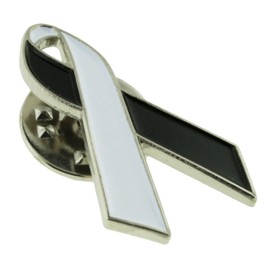 PinMart Equality Ribbon Lapel Pin – Black and White Enamel Awareness Badge for BLM Advocates – Wear on Clothes, Bags, or Lanyards to Promote Unity and Social Justice – 1 Piece