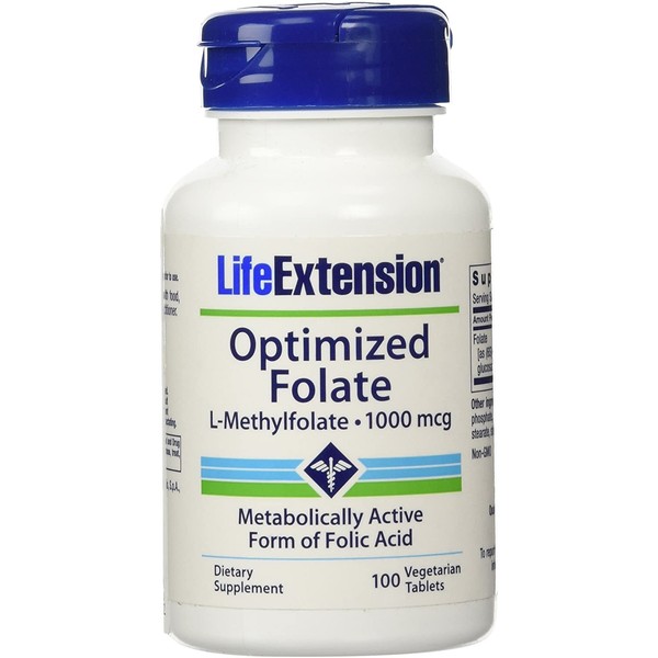 Life Extension Optimized Folate (l-methylfolate), 1000 Mcg, Vegetarian Tablets, 100-Count