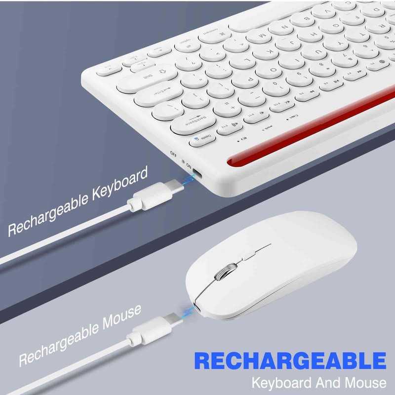 UrbanX Compact Rechargeable Wireless Multi-Device Bluetooth Keyboard and Mouse Combo
