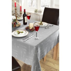 Emma Barclay Merry Christmas - Metallic Woven Jacquard Chrismas Table Cloth in Silver - 60x84 (152x213cm)