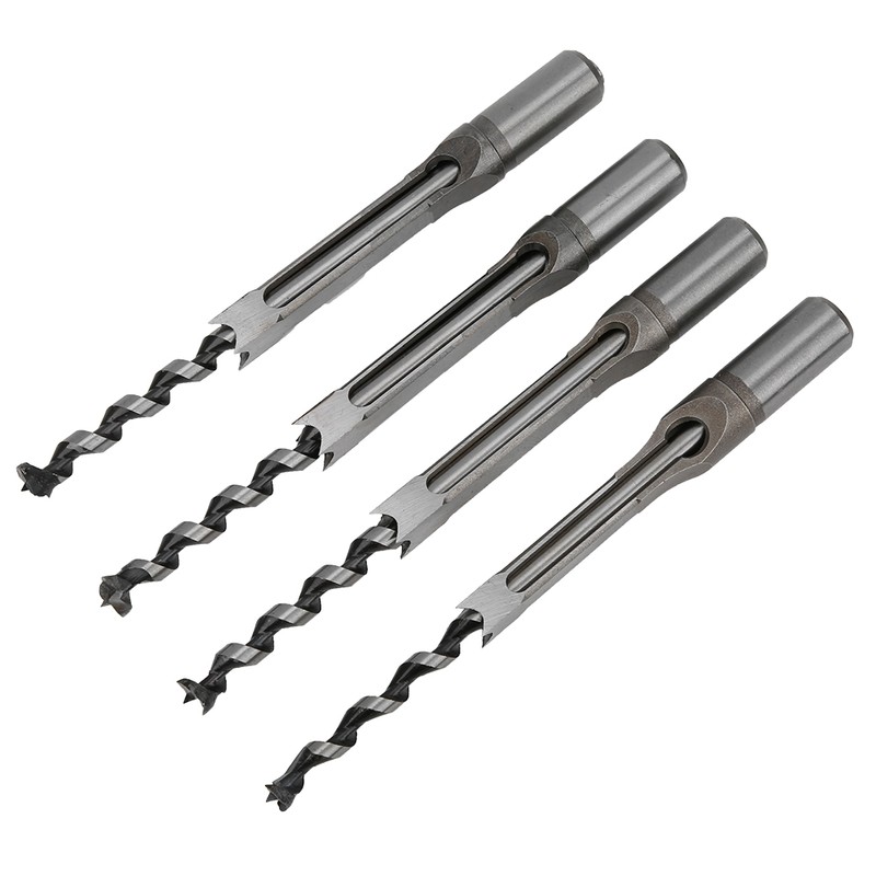 4Pcs Square Hole Drill Bits Woodworking Bearing Steel Wood Drilling