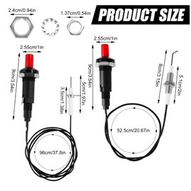 2 Sets Piezo Spark Igniter with 2 Replacement Switch, Grill Igniter Replacement with Straight and Bent Needle Wire Spacer Nut for Gas Grill Barbecue Stove Kitchen